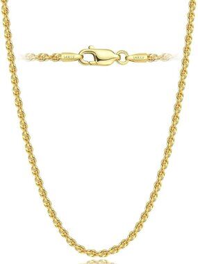 2.5mm Gold Rope Necklace - Dainty Non-Tarnish Chain for Women & Men, 20